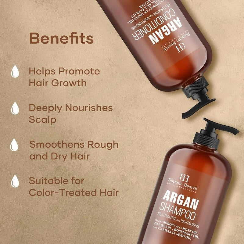Argan Oil Shampoo and Conditioner Set | 16 Fl Oz Each with Keratin, Restorative