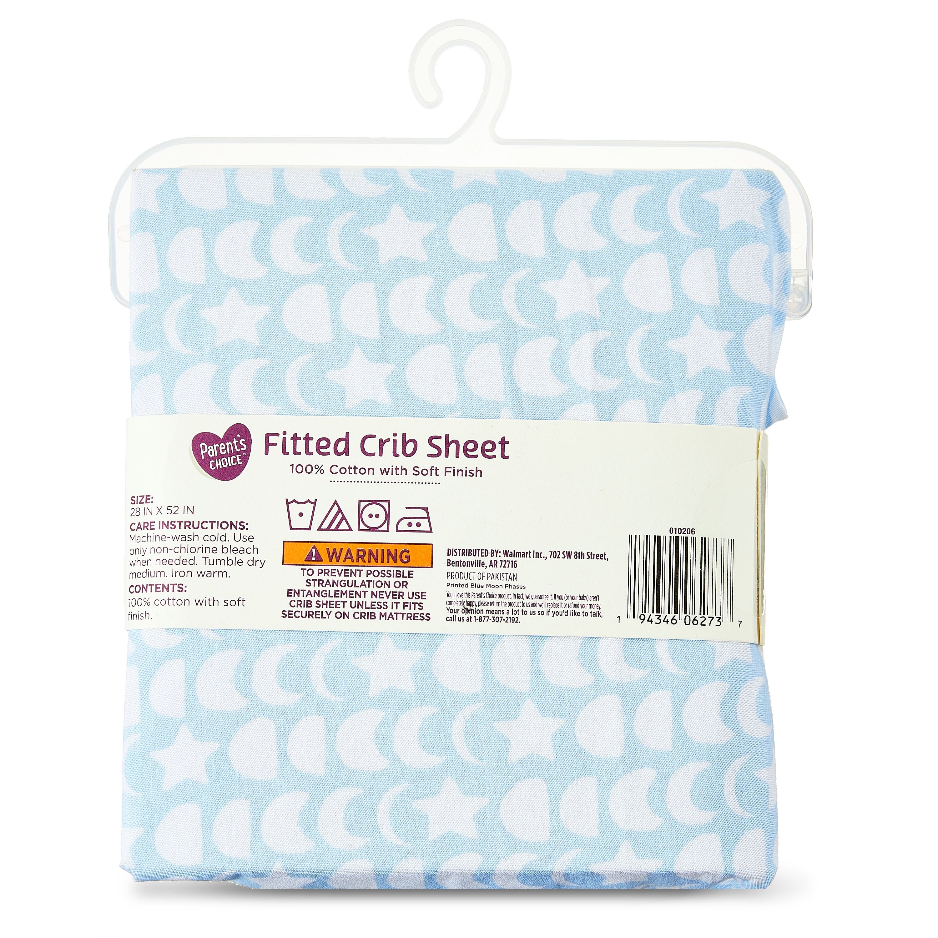 (2 Pack) Parent'S Choice 100% Cotton Infant Fitted Crib Sheet, Blue Moon Phases
