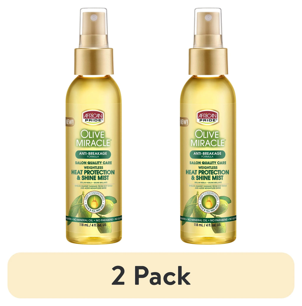 (2 Pack) Olive Miracle Anti-Breakage Heat Protection Shine Mist Hair Spray, 4 F