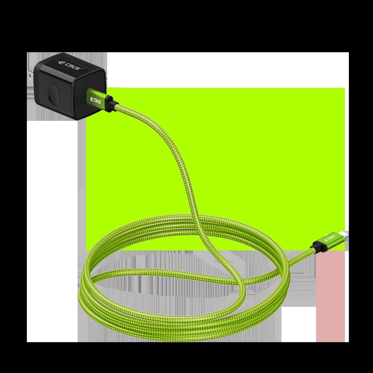 USB-C Charger Block Set, 10 Feet Long Heavy-Duty Fast Charging Cable for Samsung, Motorola, TCL, Ipad Pro, Ipad Air, Google Pixel, Nokia, Android Fast Charger Type C Phone Charger - Green/Black