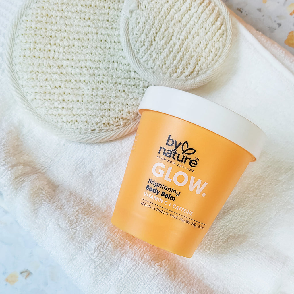 By Nature from New Zealand Glow Brightening Body Balm with Vitamin C + Caffeine for Dry, Cracked Skin