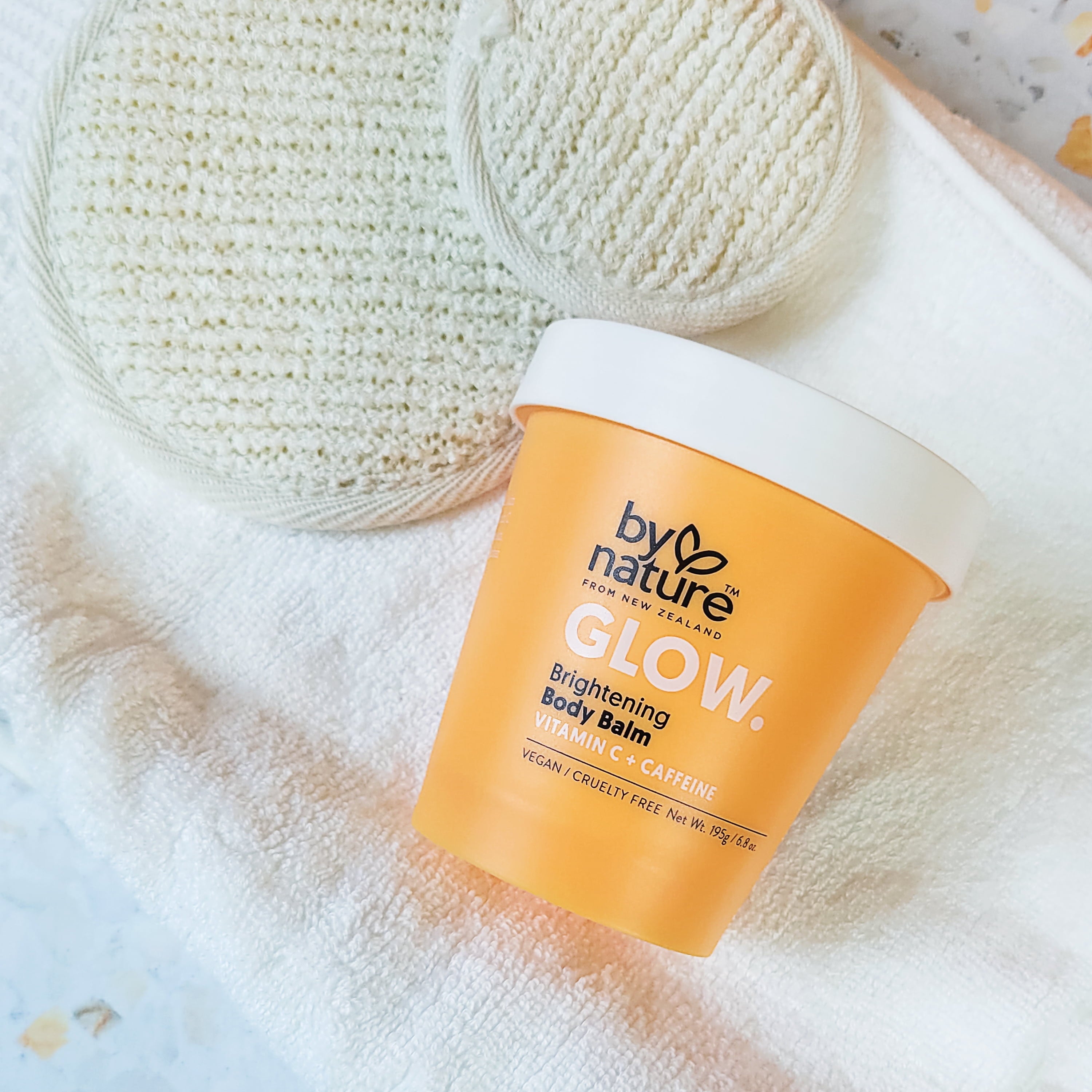 By Nature from New Zealand Glow Brightening Body Balm with Vitamin C + Caffeine for Dry, Cracked Skin