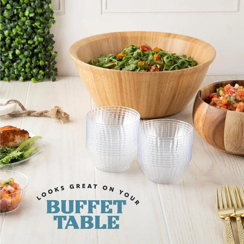 Crystal Clear Plastic Bowls 6 Oz Disposable Bowls Plastic Silverware, 50 Pack