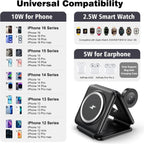Magnetic Wireless Charger Compatible for Iphone: Fodable 3 in 1 Charging Station for Apple Multiple Devices - Travel Charging Pad Dock Compatible for Iphone 16 15 14 13 12 Pro Max plus & Airpod