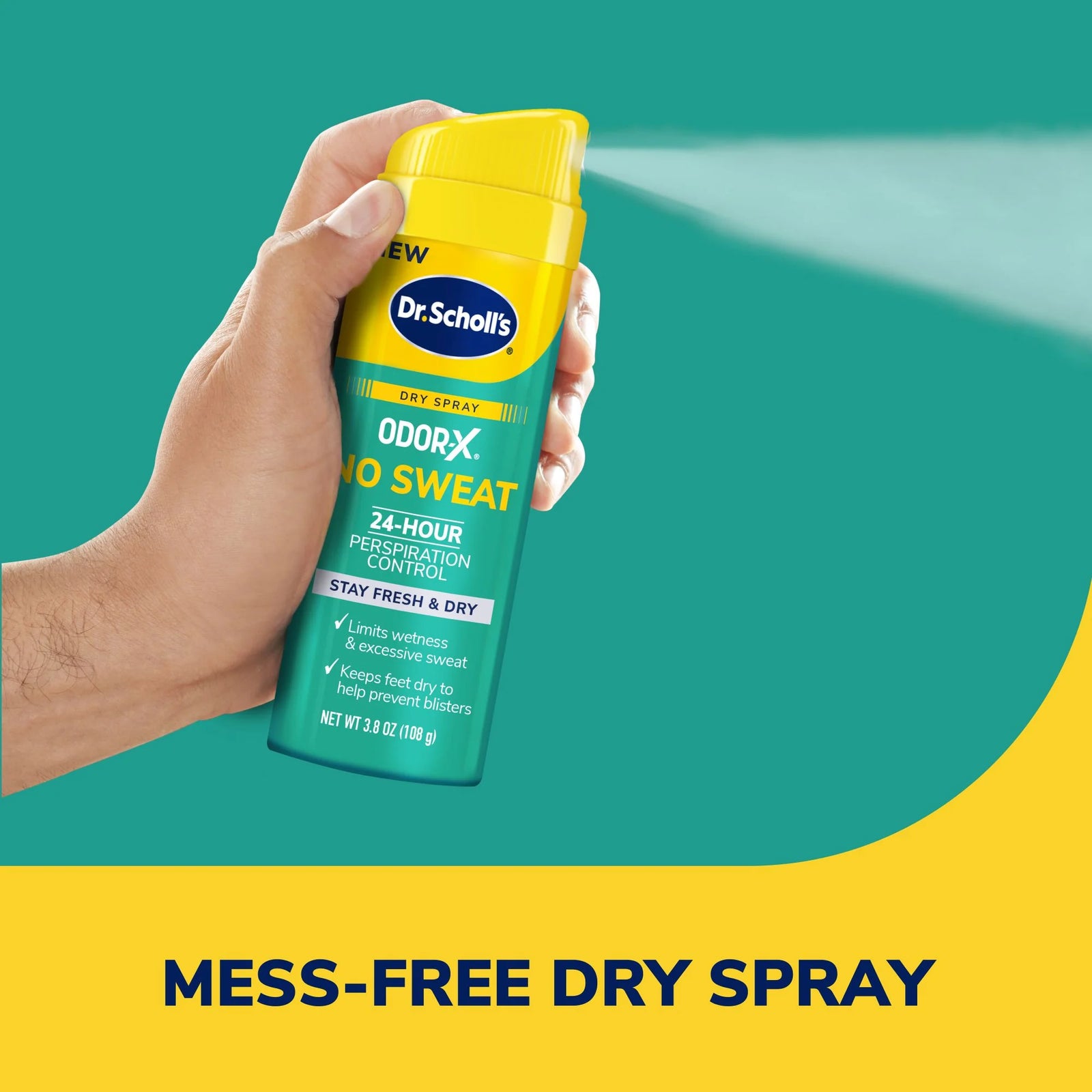 Dr. Scholl’S Odor-X No Sweat Dry Foot Spray, Unscented, 24-Hour Perspiration Con