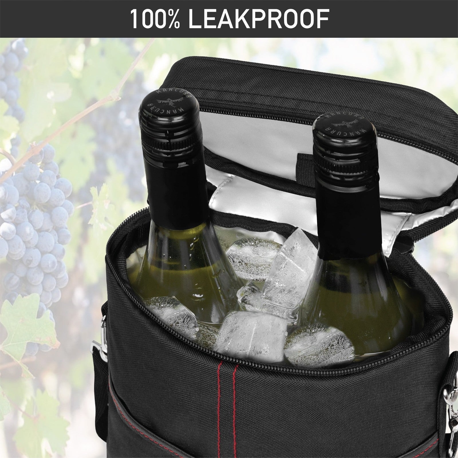 2 Bottle Wine Carrier Tote, Insulated Leakproof Wine Cooler Bag, Wine Travel Bag