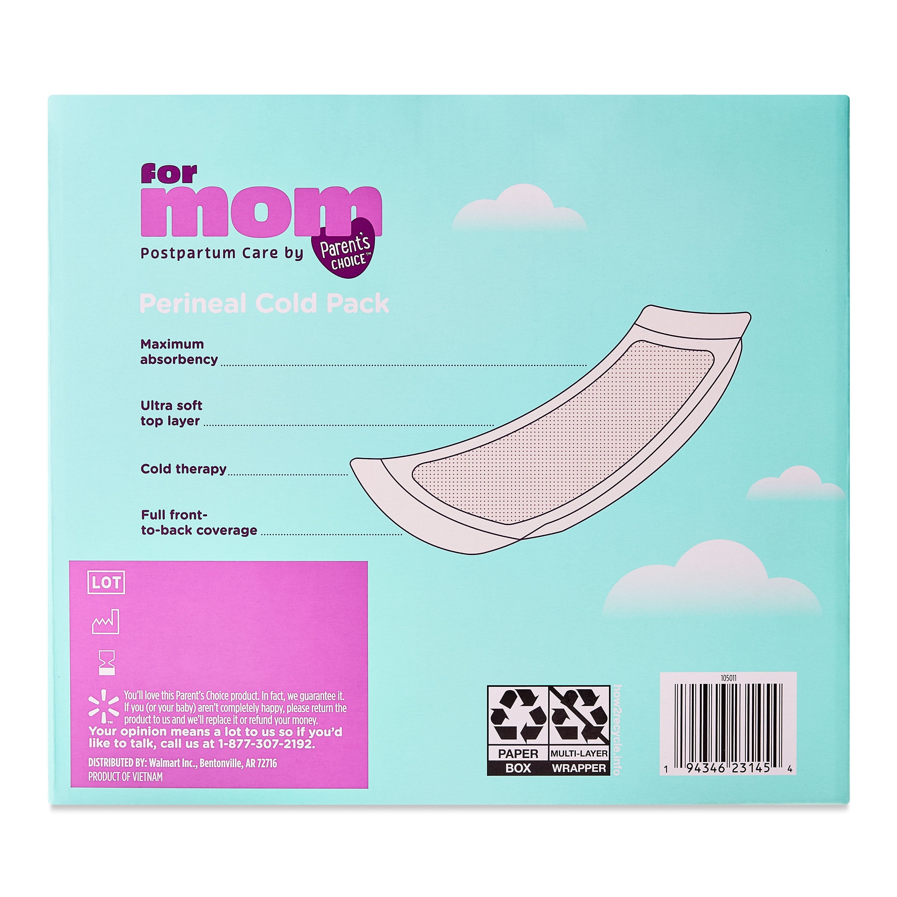 Parent'S Choice Postpartum Care Perineal Cold Pack Ice Pads, Maxi, 8 Count