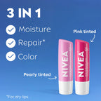 NIVEA Pearly and Pink Lip Care, Tinted Lip Balm Set, 0.17 Oz Stick, Pack of 2