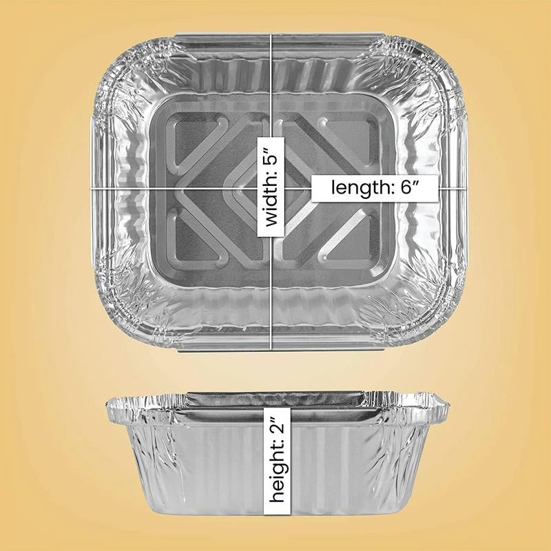 Aluminum Foil Baking Pans 5'' X 6'' X 2” Oblong Tin Foil Cake Pan for Ovens