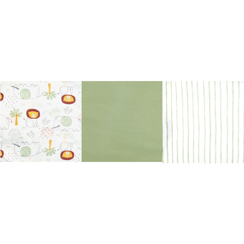 Parent'S Choice 100% Cotton 3-Pack Adjustable Baby Wrap Swaddles for Boys or Girls, Jungle Print, 22" X 27"