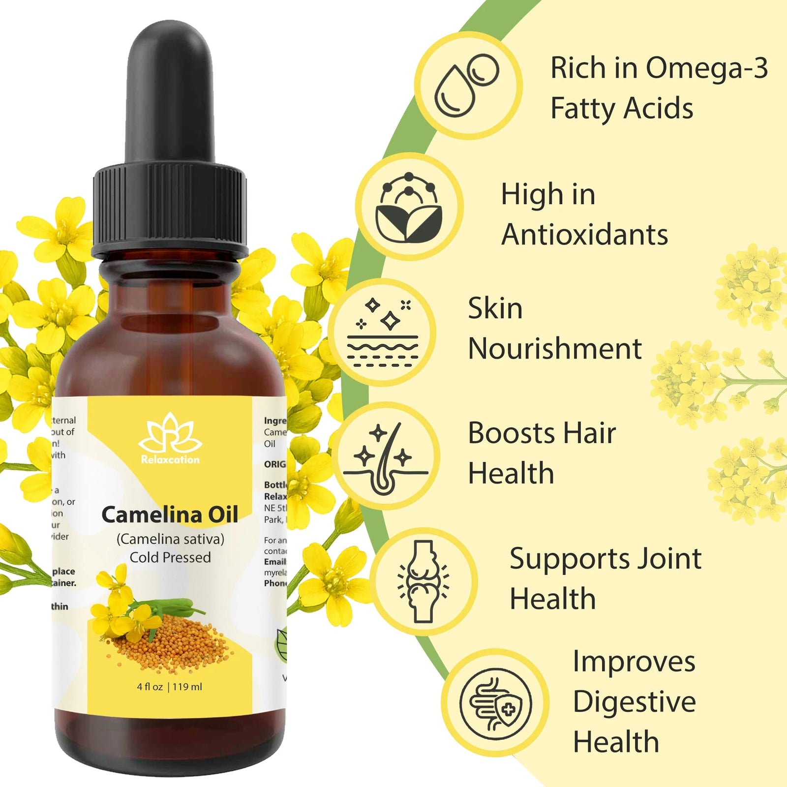 Camelina Oil – 0.5 Oz | – Omega-Rich & Fast Absorbing