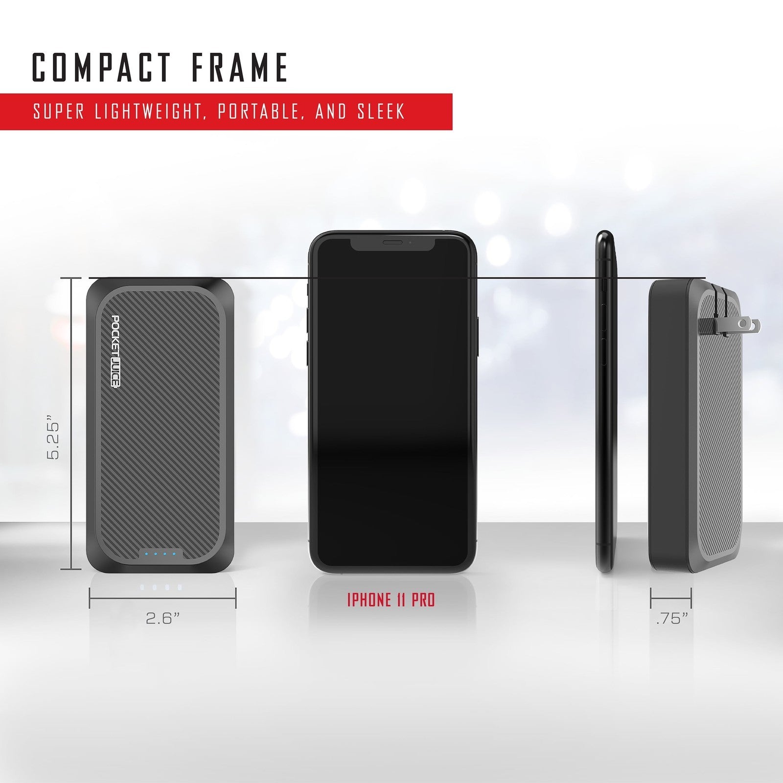Endurance AC 10,000Mah, Portable Power Bank Charger with Built-In Wall Plug, Bla