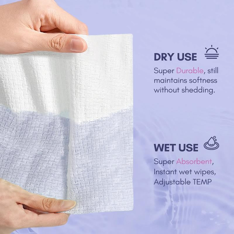 Cotton Face Dry Wipes 80Pcs - Extra Thick Disposable Cleansing Towel, Facial Cle