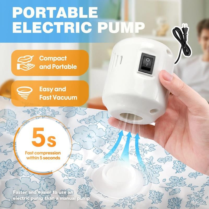 10 Combo Vacuum Storage Bags with Electric Pump, Reusable Travel Vacuum Storage