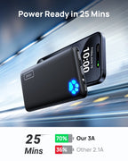 10000Mah Power Bank, Slimmest 15W Portable Charger Compatible with Iphone & Samsung, High-Speed Charging Battery Pack, USB-C Cables, Black