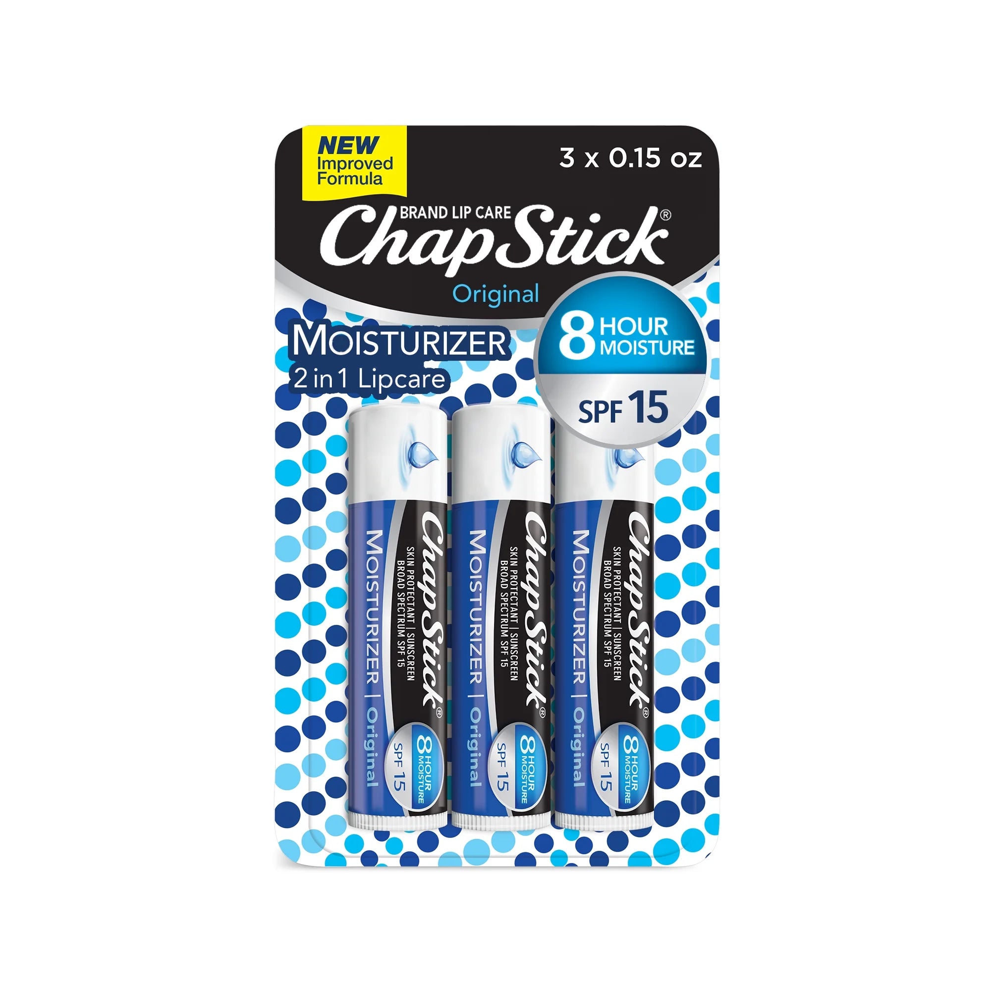 Chapstick Moisturizer Original Lip Balm Tubes - 0.15 Oz (Pack of 3)