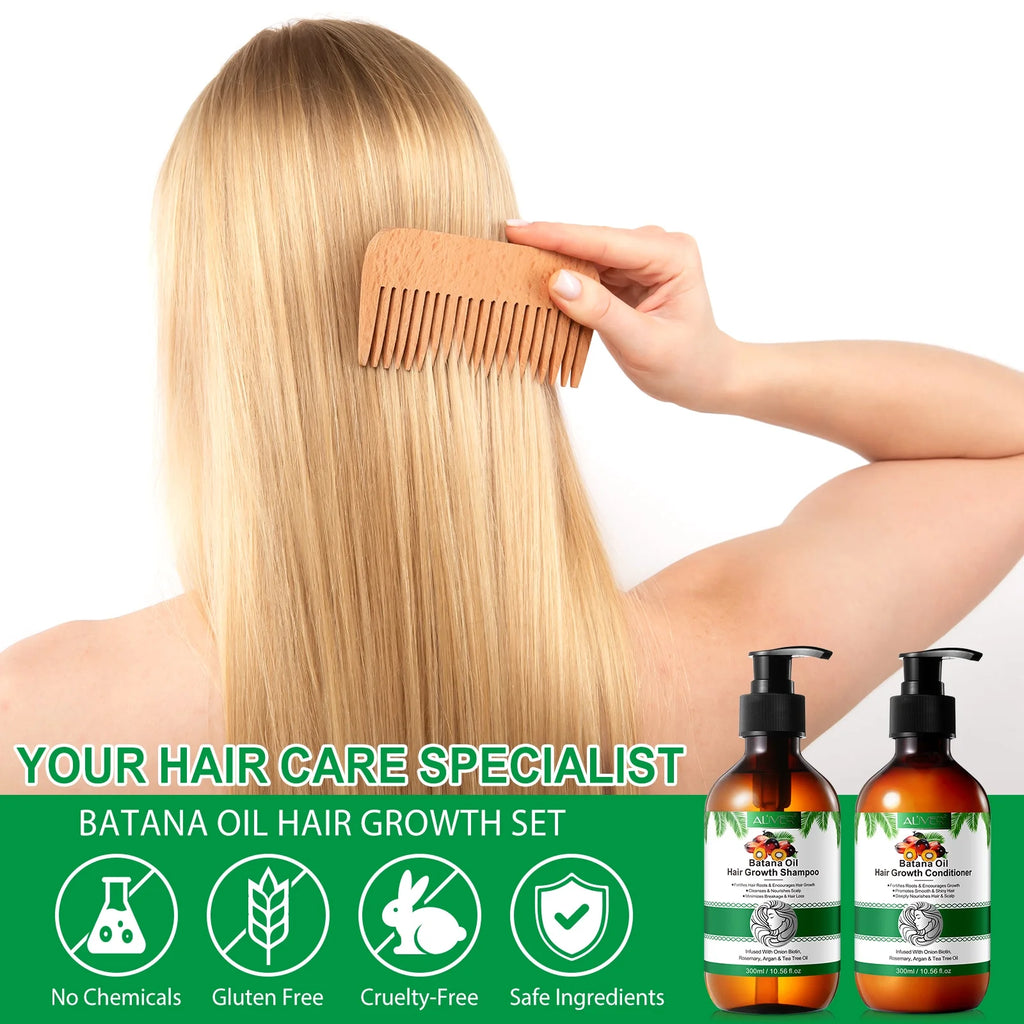 Aliver Batana Shampoo and Conditioner Set | Reduce Breakage Deep Moisturizing for Men & Women 10.56 Fl.Oz X2