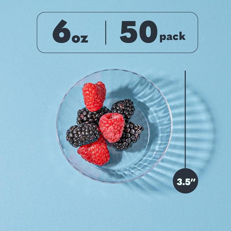 Crystal Clear Plastic Bowls 6 Oz Disposable Bowls Plastic Silverware, 50 Pack