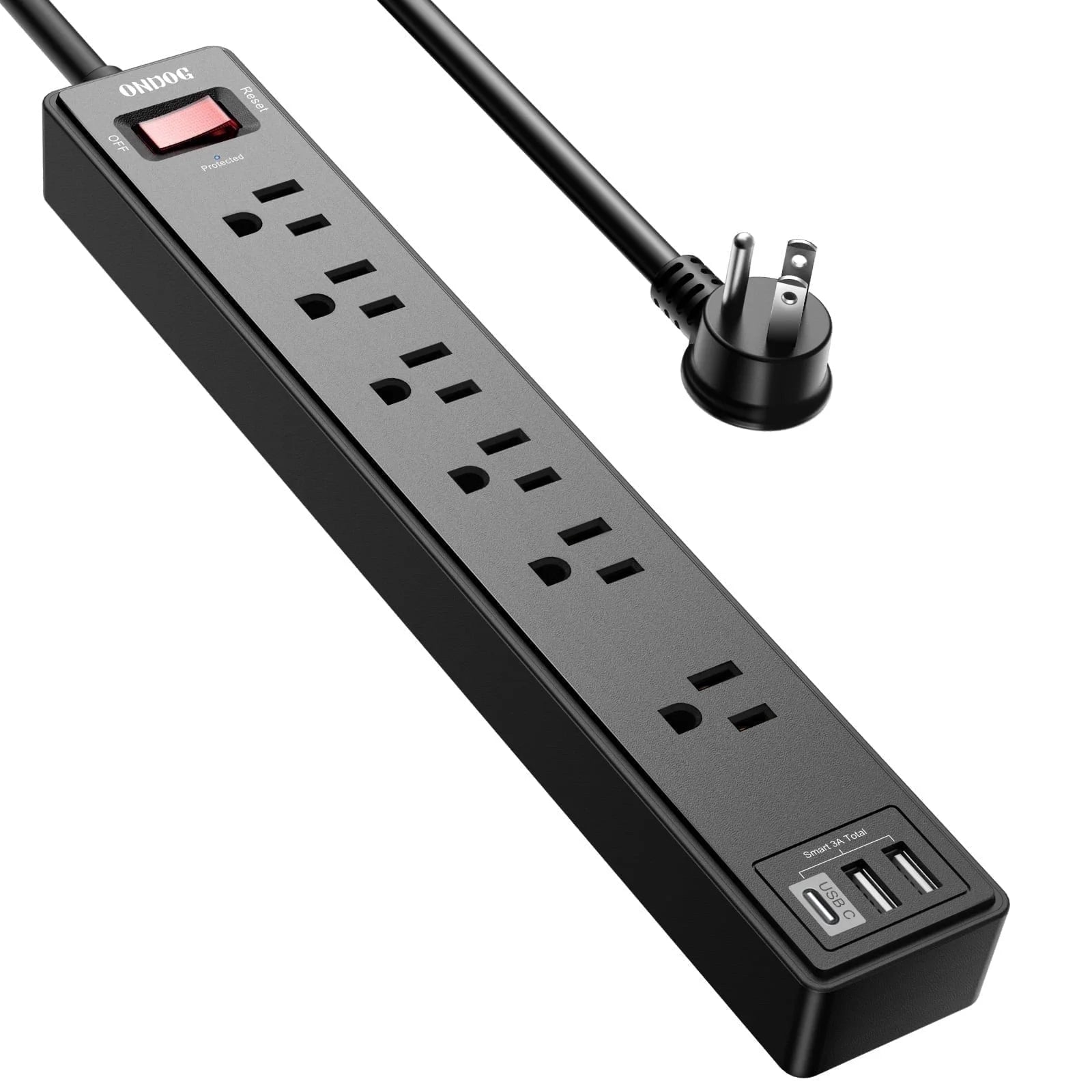 6 Ft Extension Cord Power Strip - 6 AC Outlets and 3 USB Ports Surge Protector(2