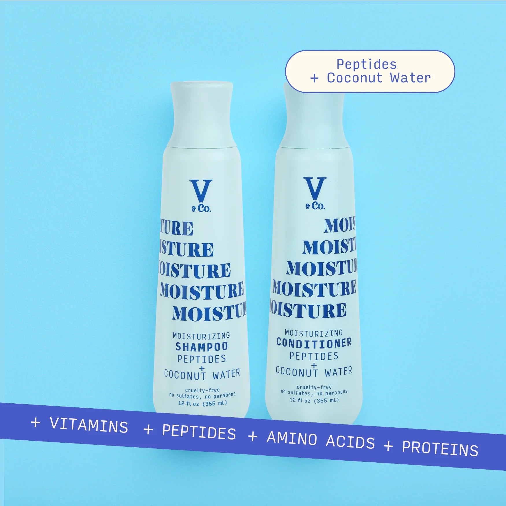 V&Co. Beauty Moisturizing Conditioner 12 Fl Oz, Squeeze Bottle