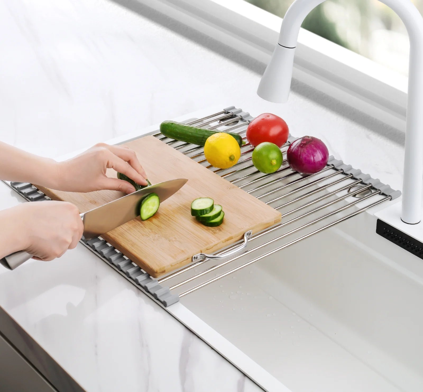 17.7" X 15.5" Roll up Dish Drying Rack, Large Dish Racks Multipurpose Foldable