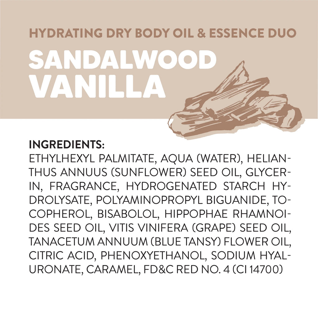 ONYX Professional Hydrating Dry Body Oil & Essence Duo, Sandalwood Vanilla, 3.7 Fl Oz