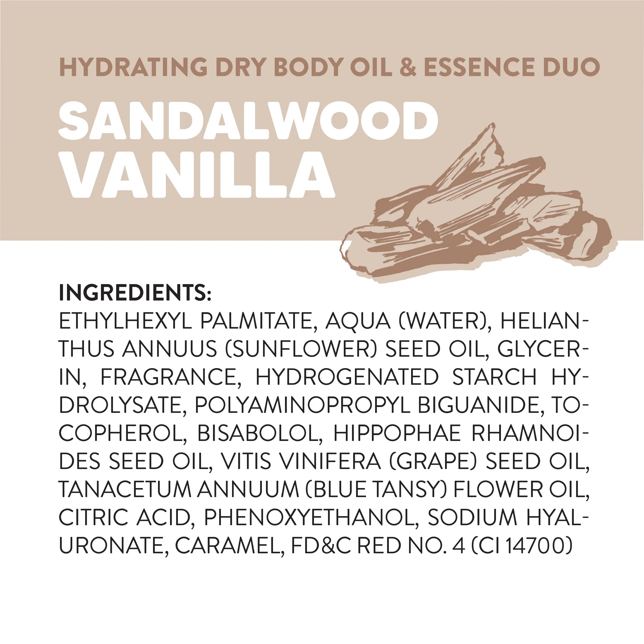 ONYX Professional Hydrating Dry Body Oil & Essence Duo, Sandalwood Vanilla, 3.7 Fl Oz