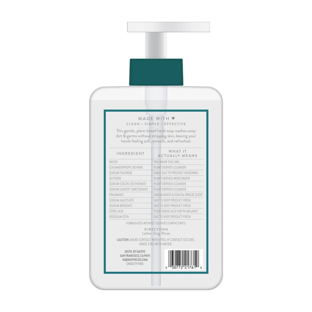 Native Sandalwood & Coastal Breeze Liquid Hand Soap 13 Fl Oz
