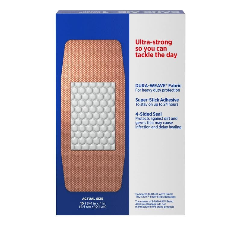 (3 Pack) Brand Tough Strips Adhesive Wound Bandage, Extra Large, 10 Count