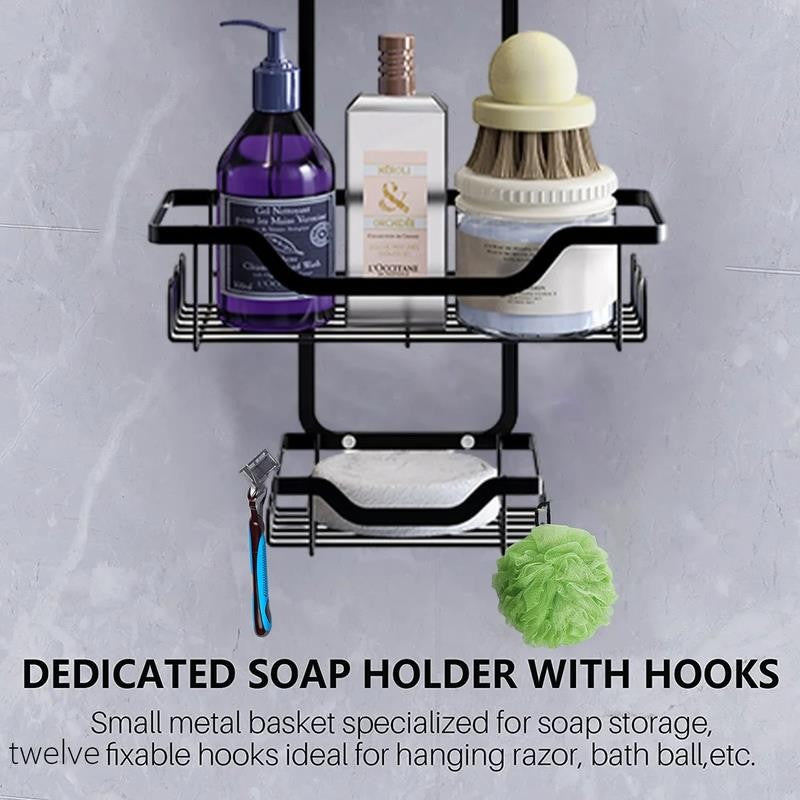 Anti-Swing Hanging Shower Caddy, over Head Shower Organizer Rustproof with Hooks