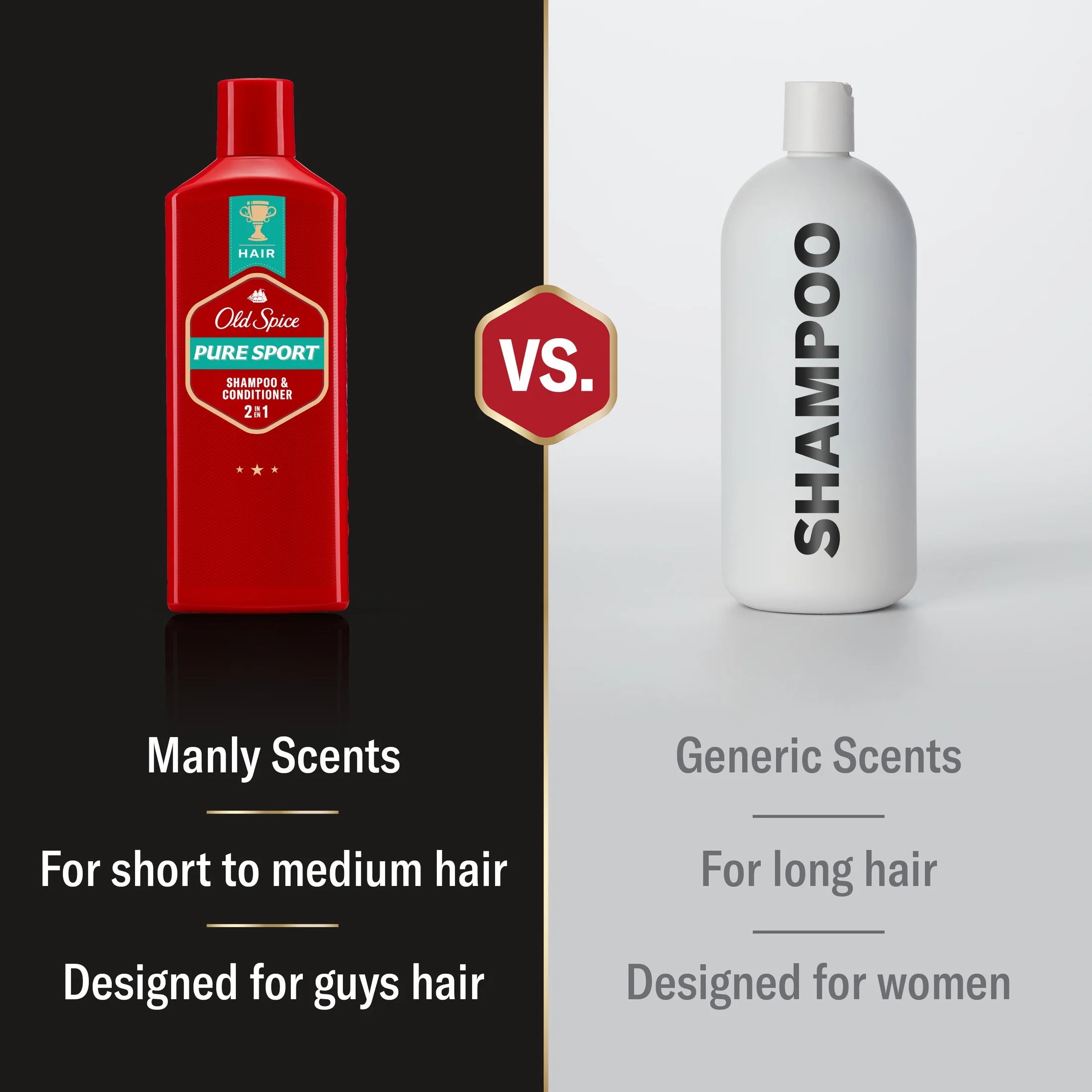 Old Spice Pure Sport 2In1 Mens Shampoo and Conditioner, 13.5 Fl Oz