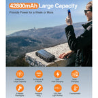 42800Mah Solar Charger Power Bank 15W Fast Charging Portable Charger with 4 Cables, USB Battery Pack Compatible with Iphone & Android Cell Phone