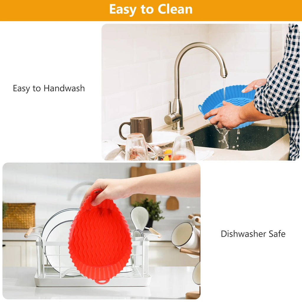3 Pack Air Fryer Silicone Liners Pot for 3 to 5 QT, Air Fryer Silicone Basket Bo