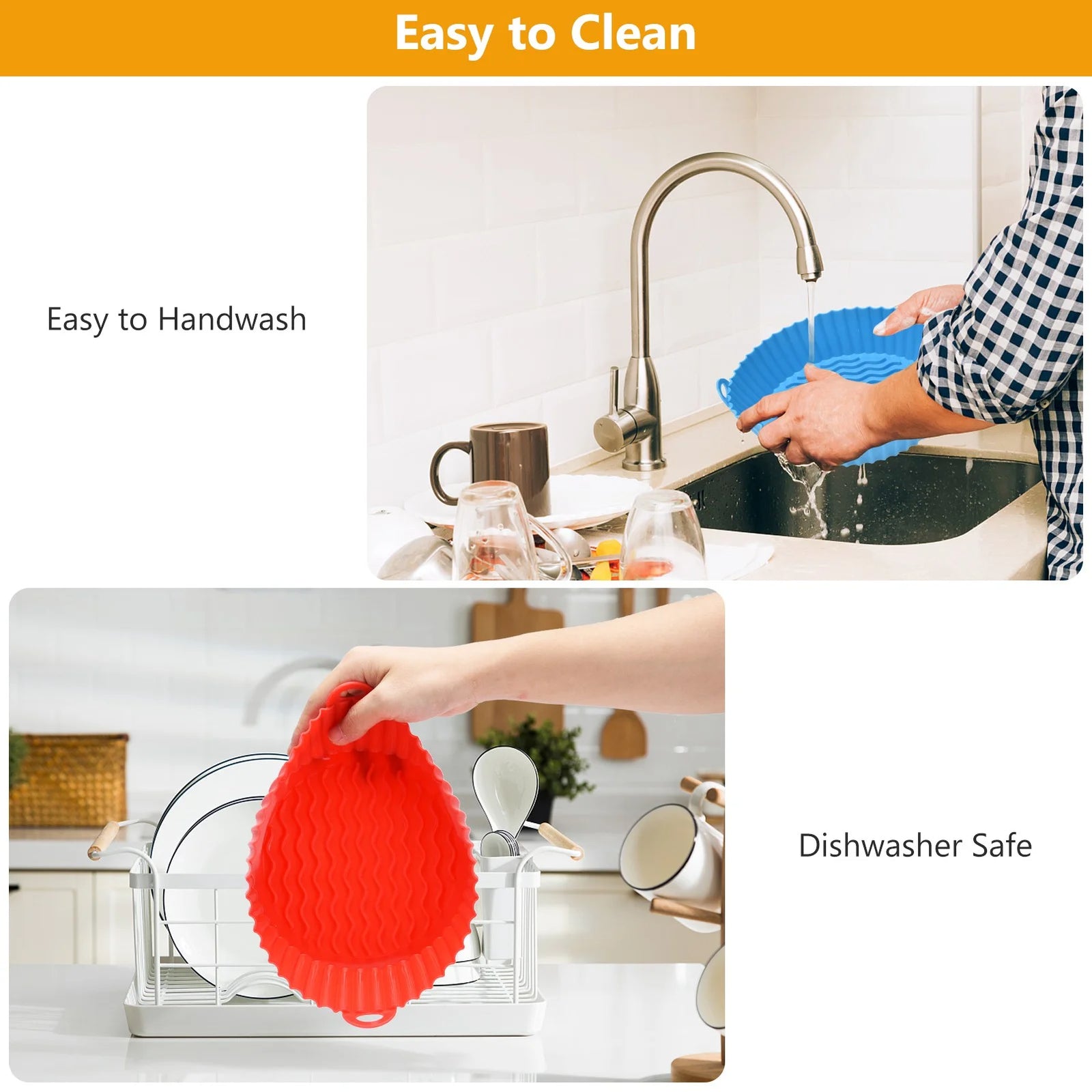 3 Pack Air Fryer Silicone Liners Pot for 3 to 5 QT, Air Fryer Silicone Basket Bo