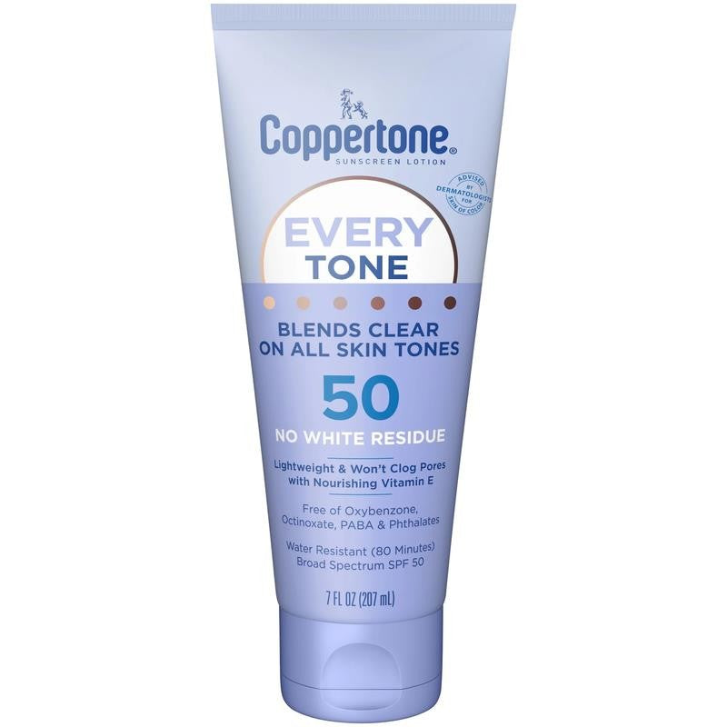 Every Tone Sunscreen Lotion SPF 50, Rubs on Clear Sunscreen, 7 Fl Oz Tube