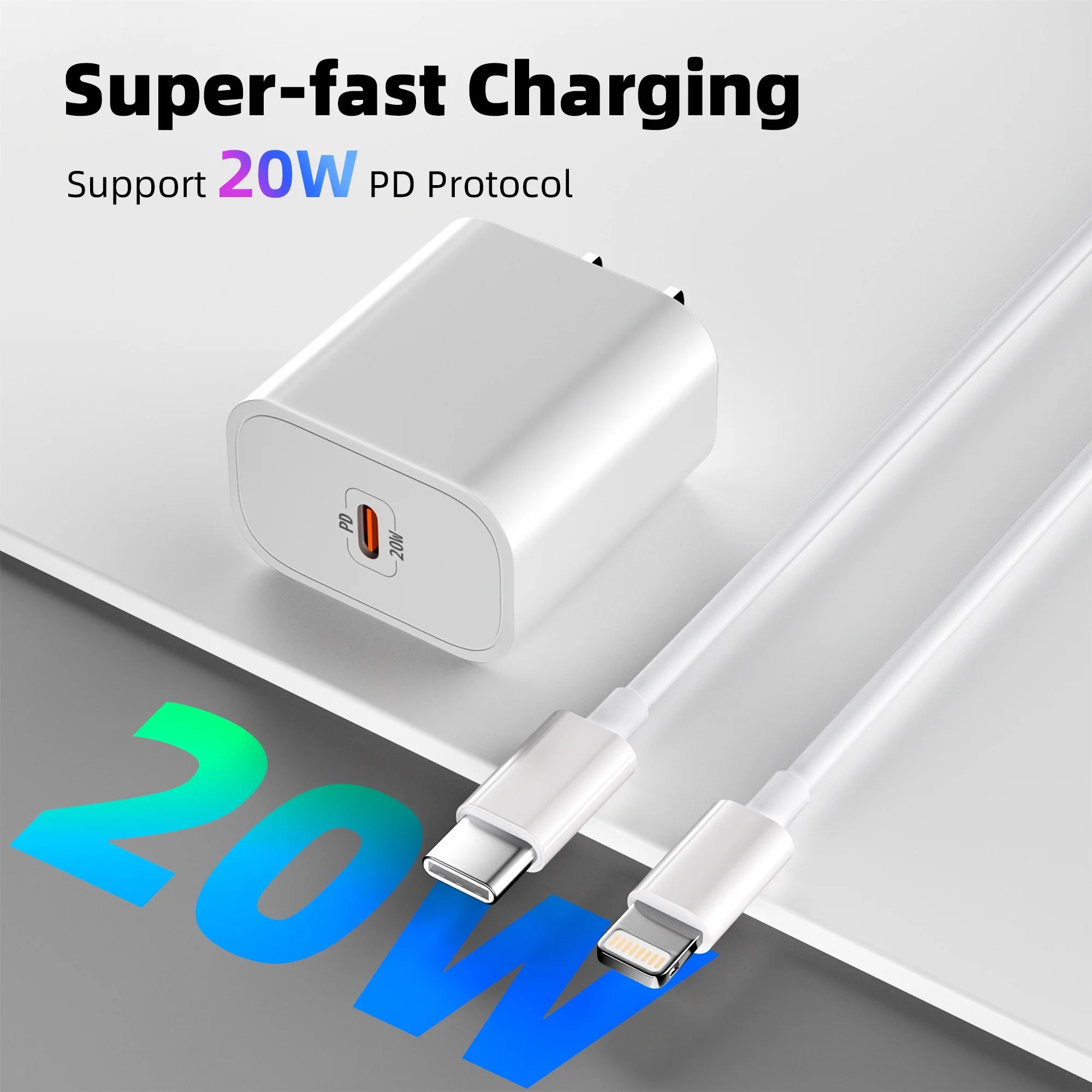 Bkayp Iphone Charger [Apple Mfi Certified] 2 Pack 20W USB C Wall Charger with 6Ft Fast Charging Cable Compatible with Iphone 14/13/12/11 White