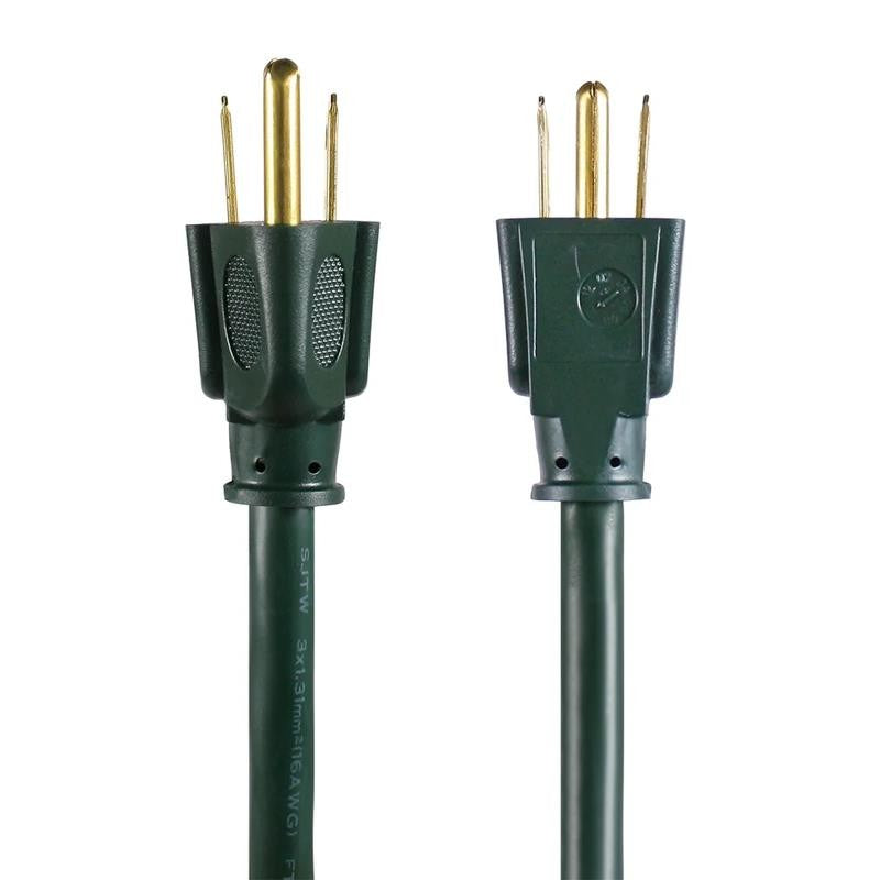 25FT 16AWG 3 Prong Green Single Outlet Outdoor Extension Cord