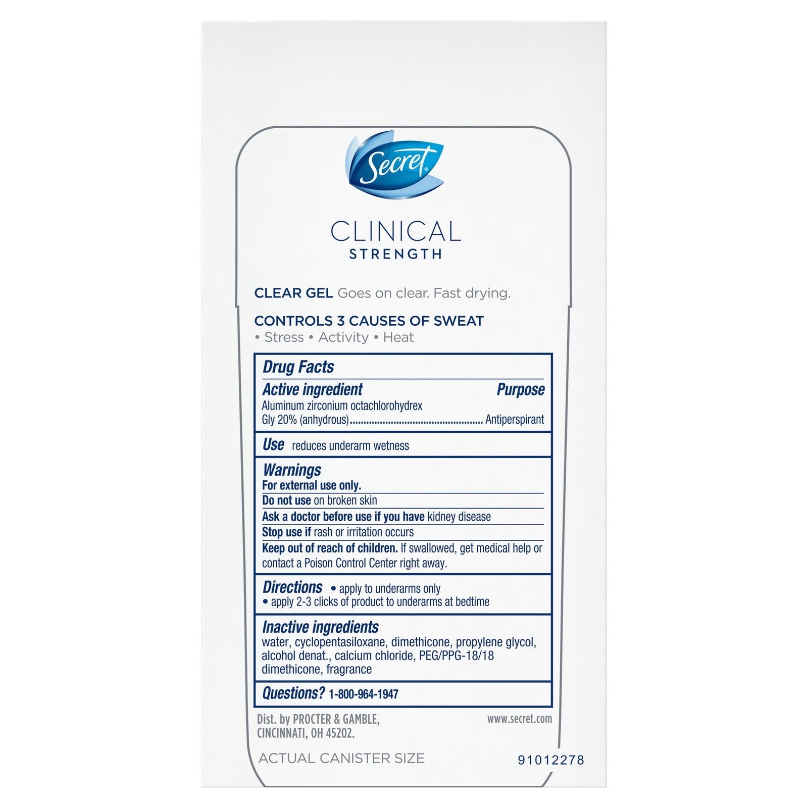 Clinical Strength Clear Gel Antiperspirant Deodorant, Clean Lavender, 1.6 Oz