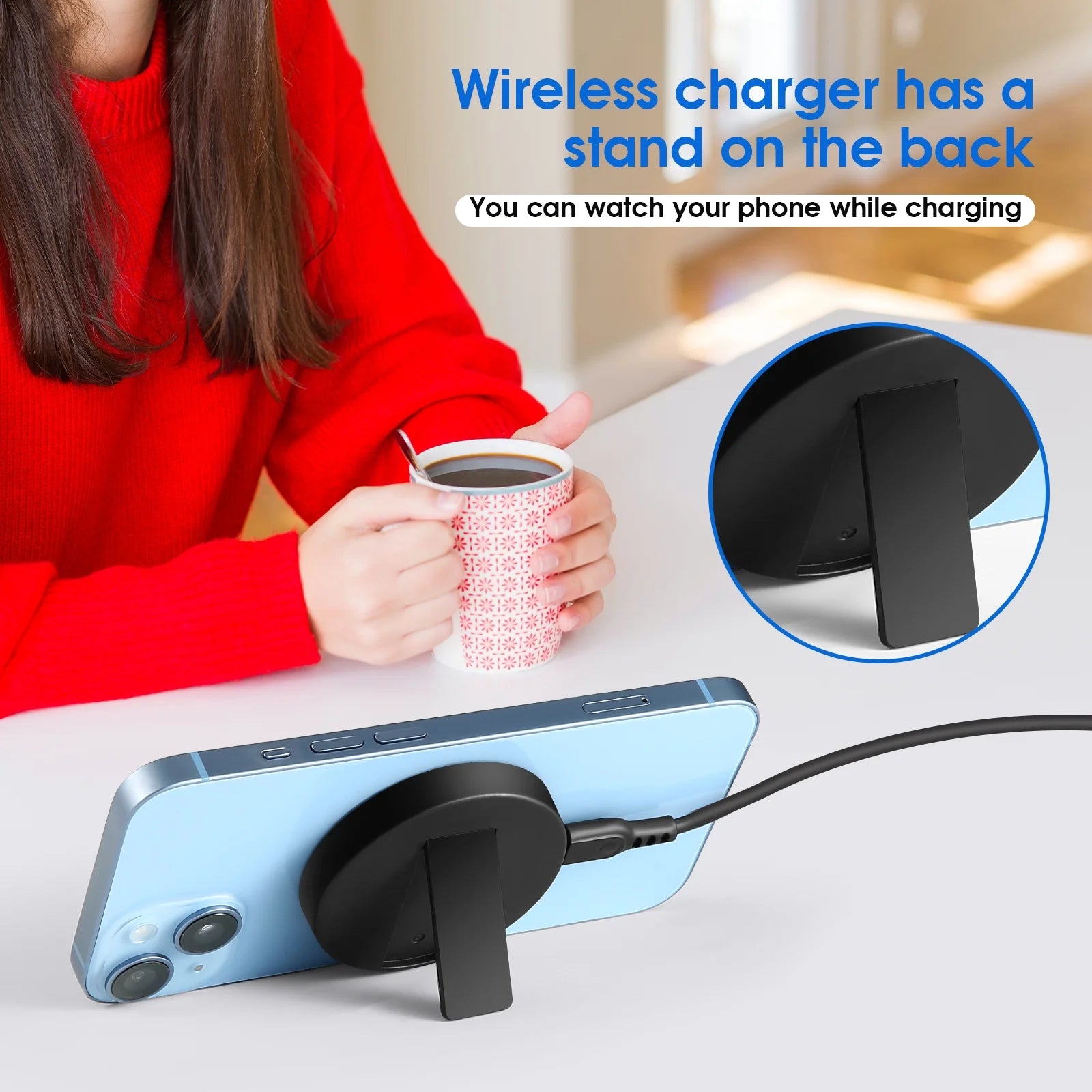 SOLPOWBEN Magnetic Wireless Charger 15W Max Fast Wireless Charging Pad Compatible with Iphone 17/17 Plus/17 Pro Max/16/15/14/13/Se/12 Series (Without AC Adapter) Black