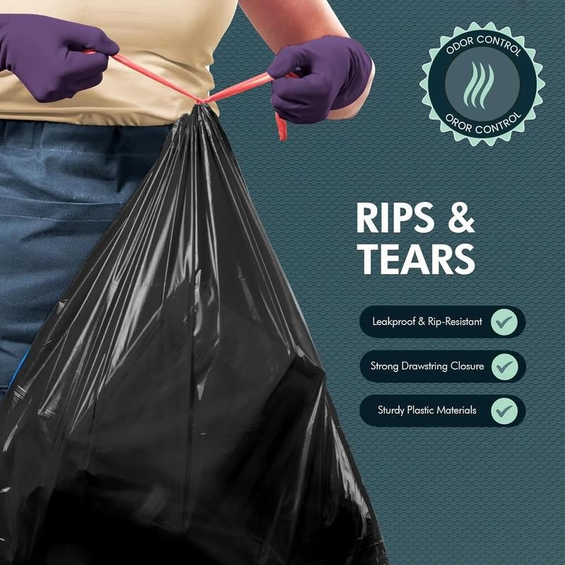 13-Gallon Tall Drawstring Trash Bags, Thick Trash Can Liners Plastic Garbage Bag