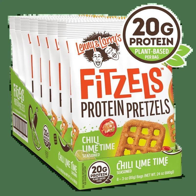 Fitzels Protein Pretzels Snack,Chili Lime Time, 20G of Protein, 8 Pack