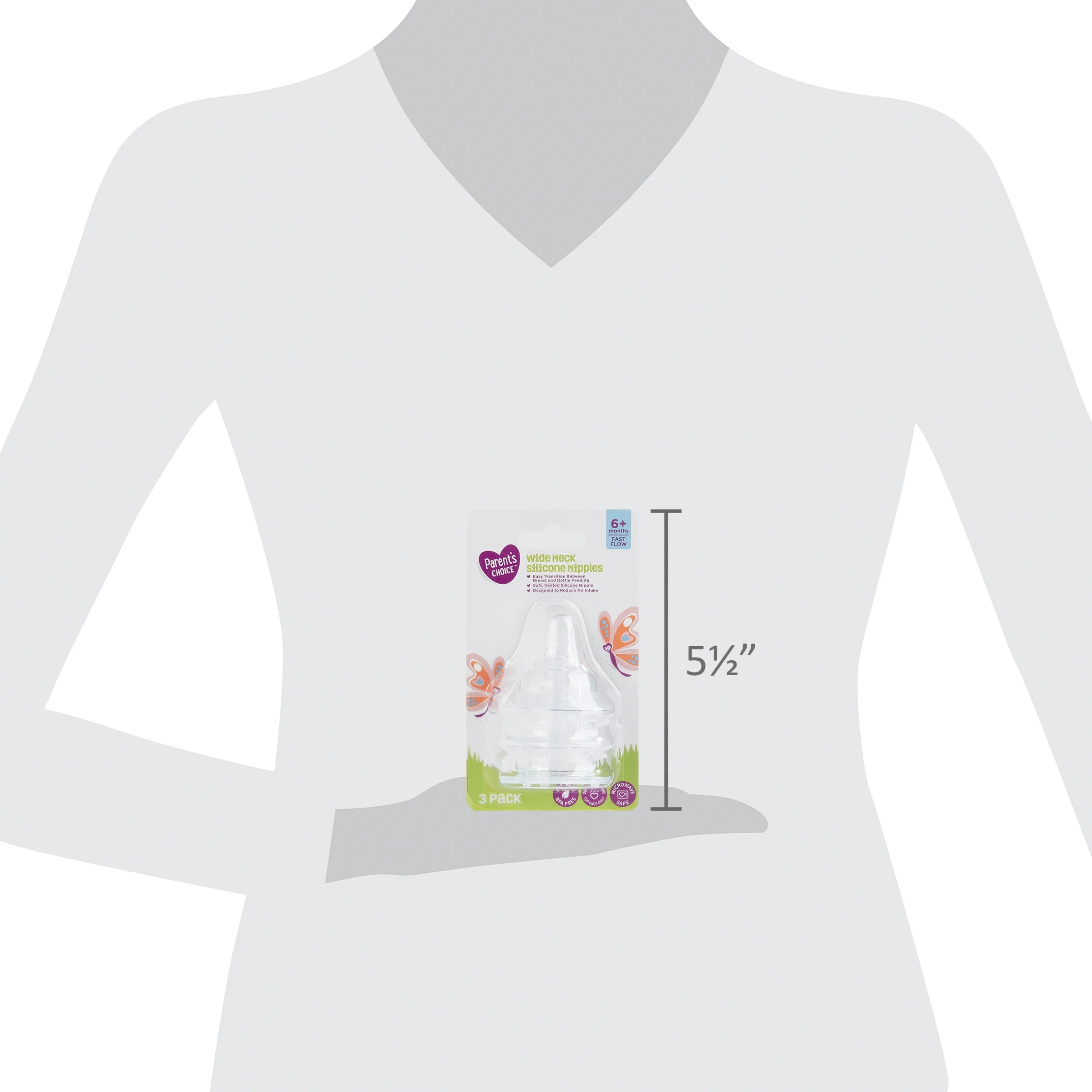(3 Pack) Parent'S Choice Wide Neck Silicone Nipples, 6+ Months, 3 Pack