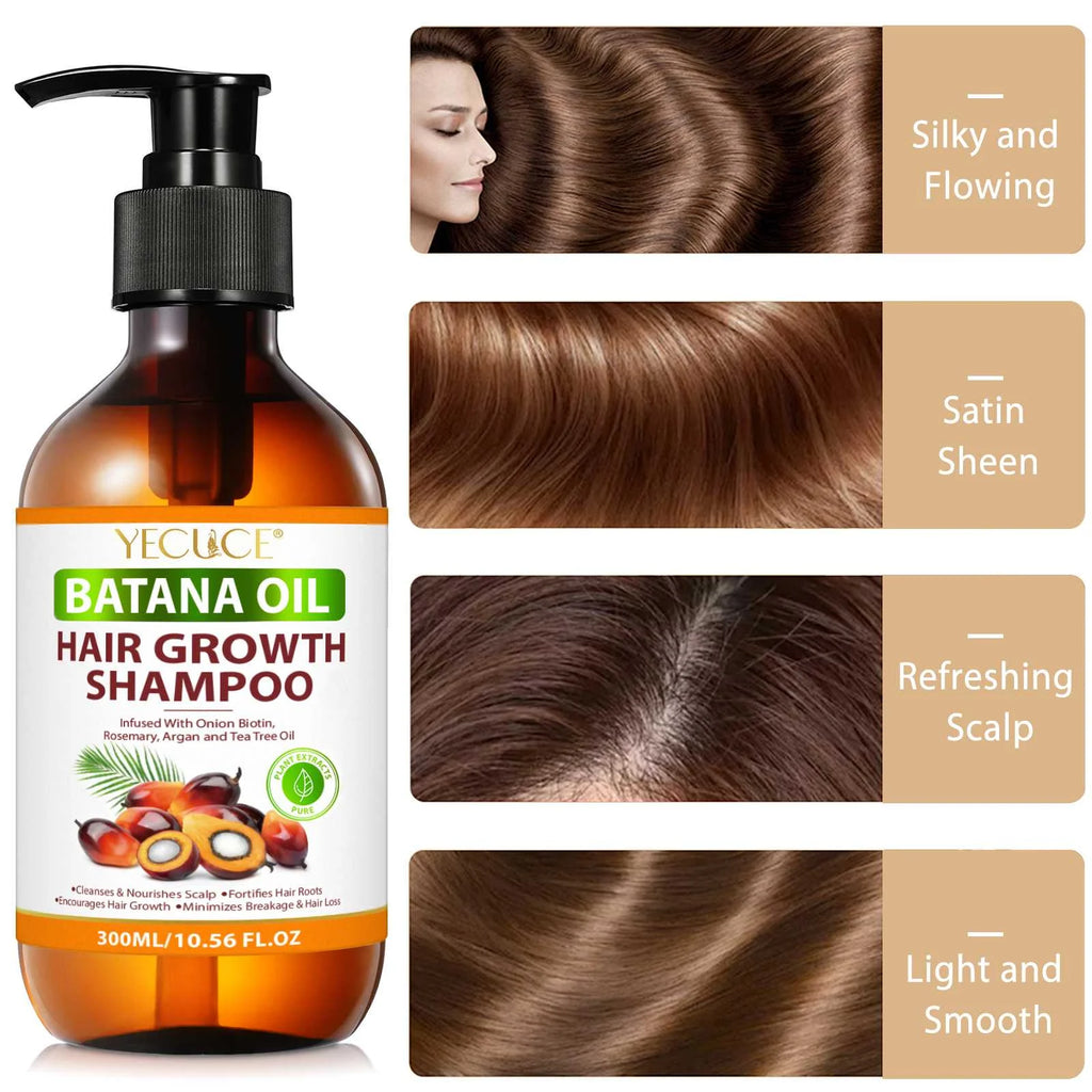 Batana Oil Shampoo,Pure Natural,Deep Cleansing Scalp,Reduces Hair Breakage,300Ml