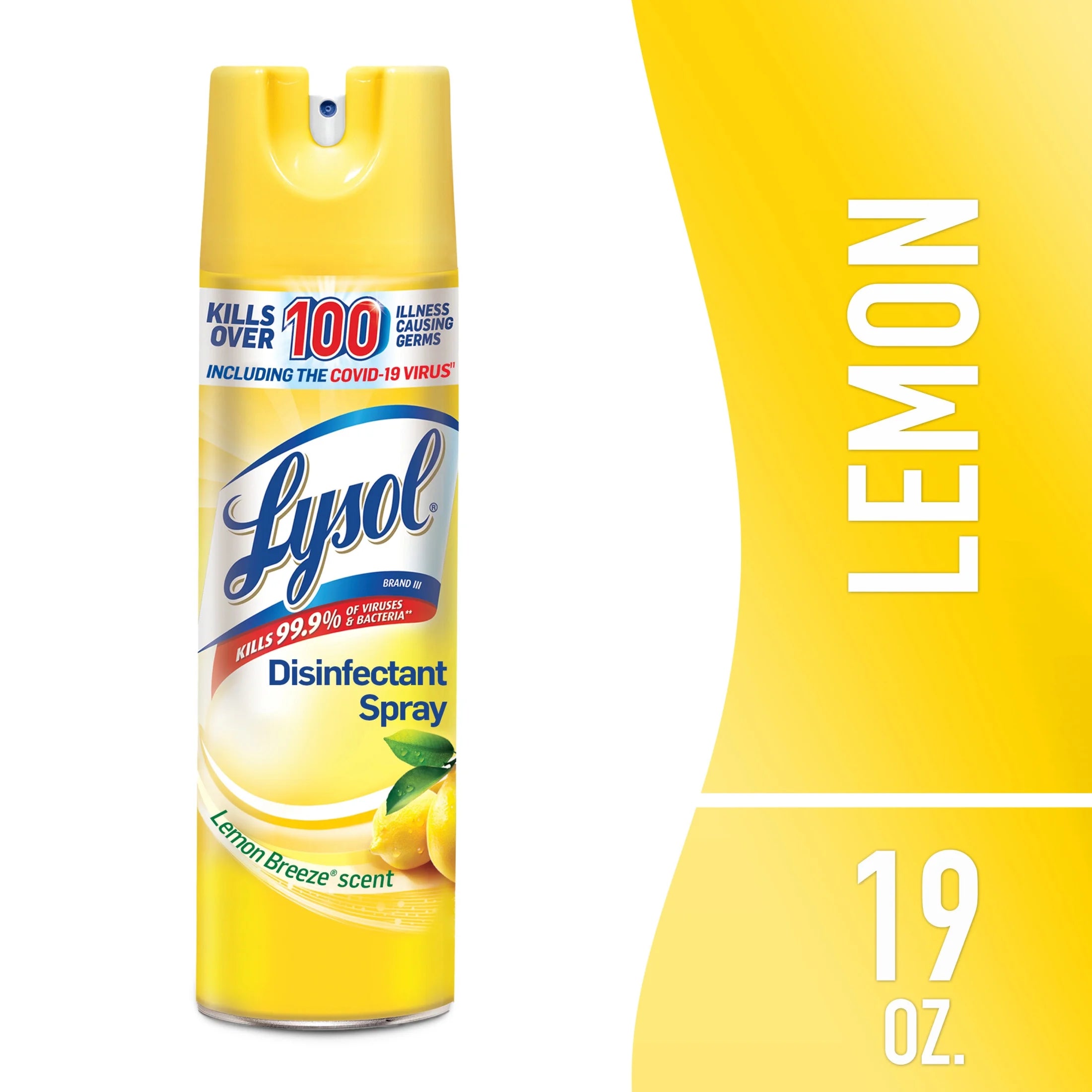 Lysol Disinfectant Spray, Sanitizing and Antibacterial Spray, for Disinfecting and Deodorizing, Lemon Breeze, 19 Fl Oz.