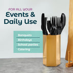 Black Plastic Spoons Heavy Duty - 500 Pack Disposable Soup Spoons - Plastic Cutl