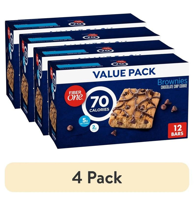 (4 Pack) 70 Calorie Brownies, Chocolate Chip Cookie, 2G Sugar, Value Pack, 12 C