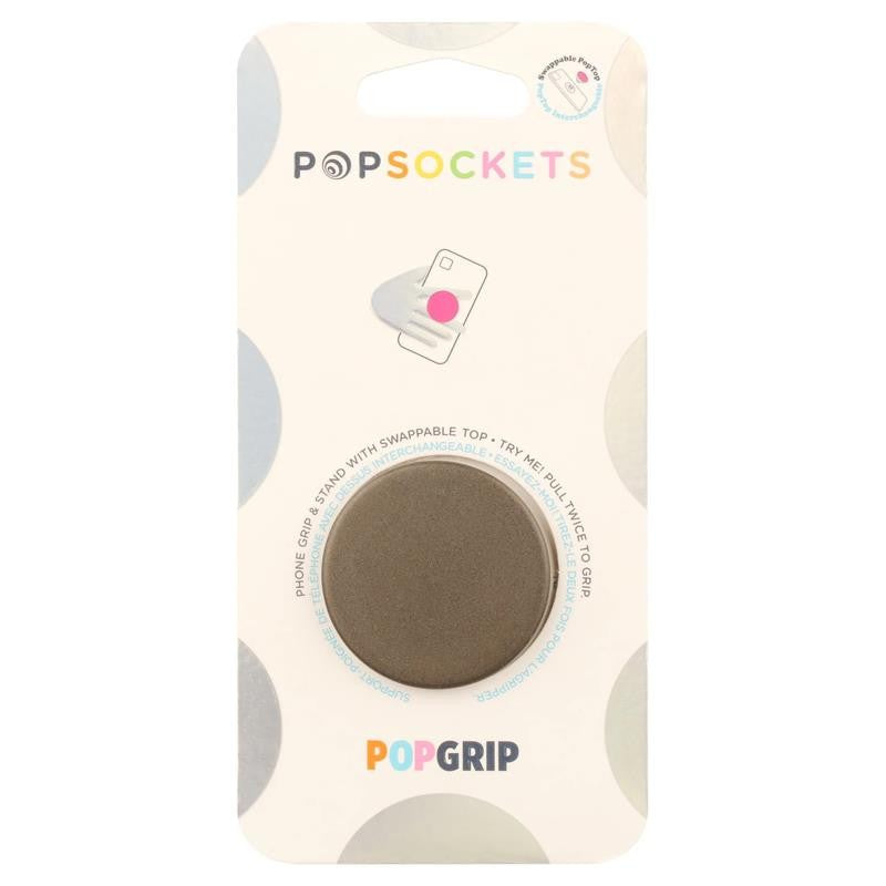 Adhesive Phone Grip with Expandable Kickstand and Swappable Top - Popgrip Black