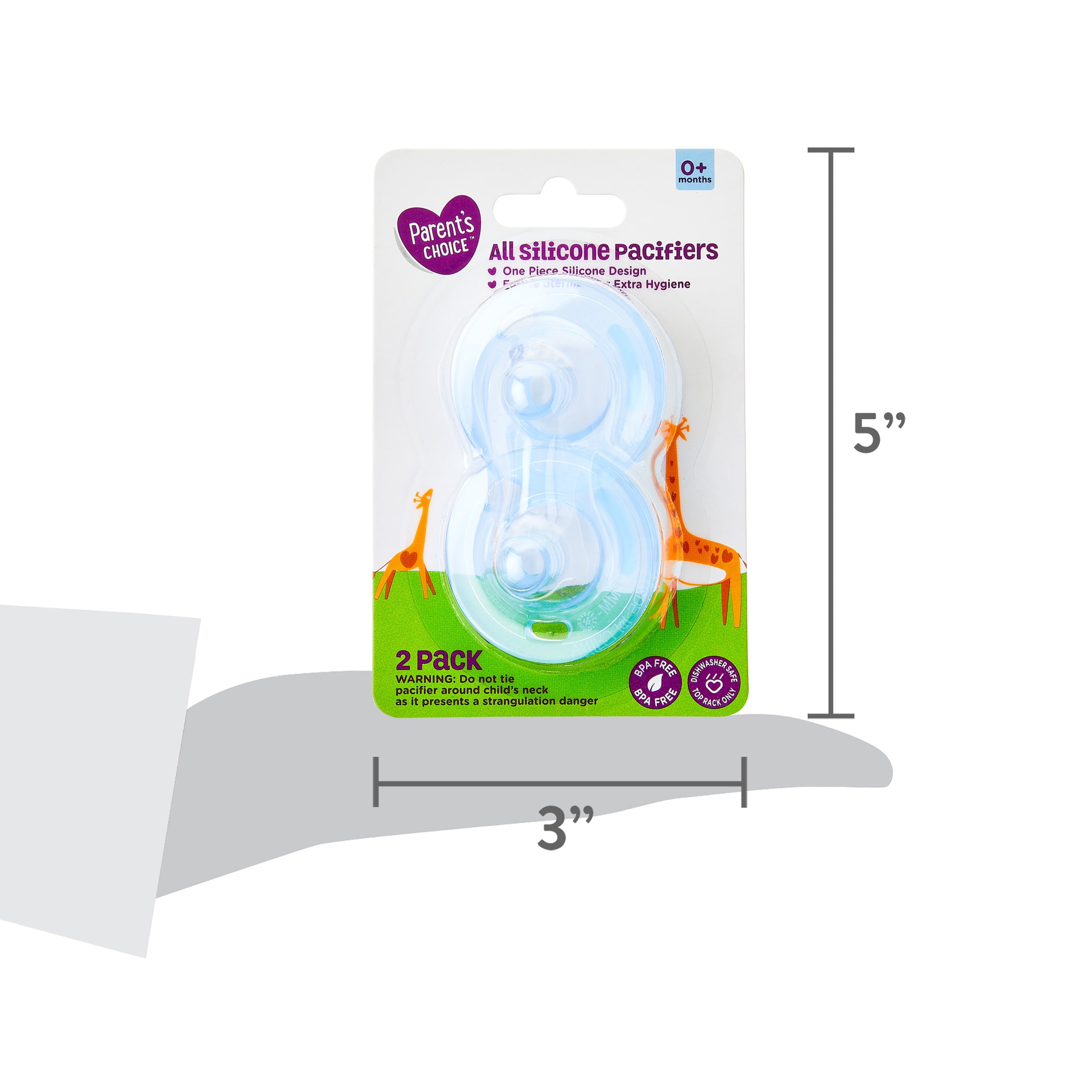 Parent'S Choice All Silicone Pacifier, 0M+ Newborn, Unisex, 2-Pack