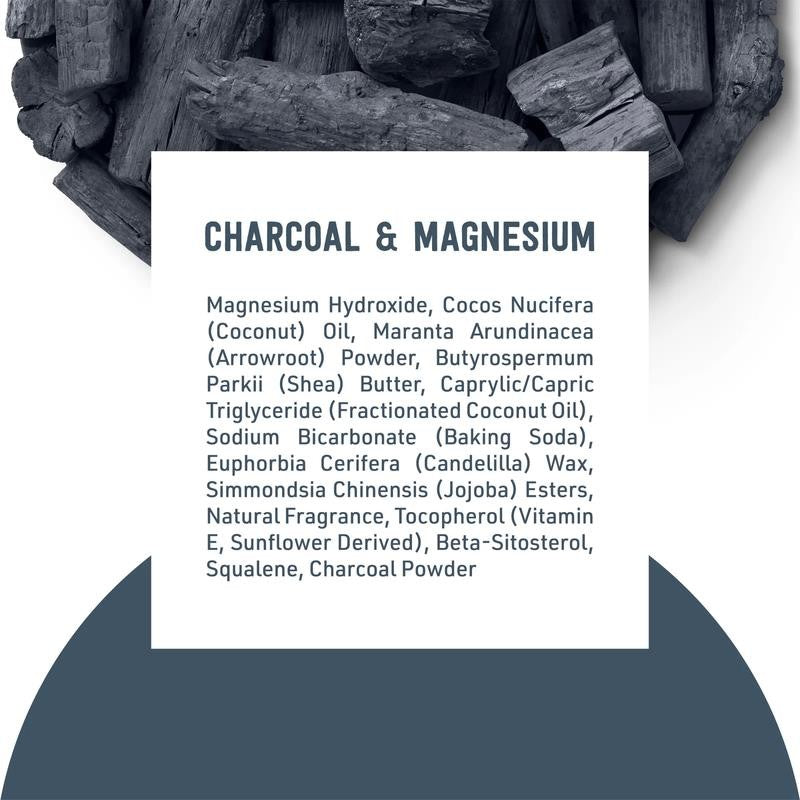 Charcoal & Magnesium 24 Hour Odor Protection, Aluminum-Free Vegan Deodorant, 2.6