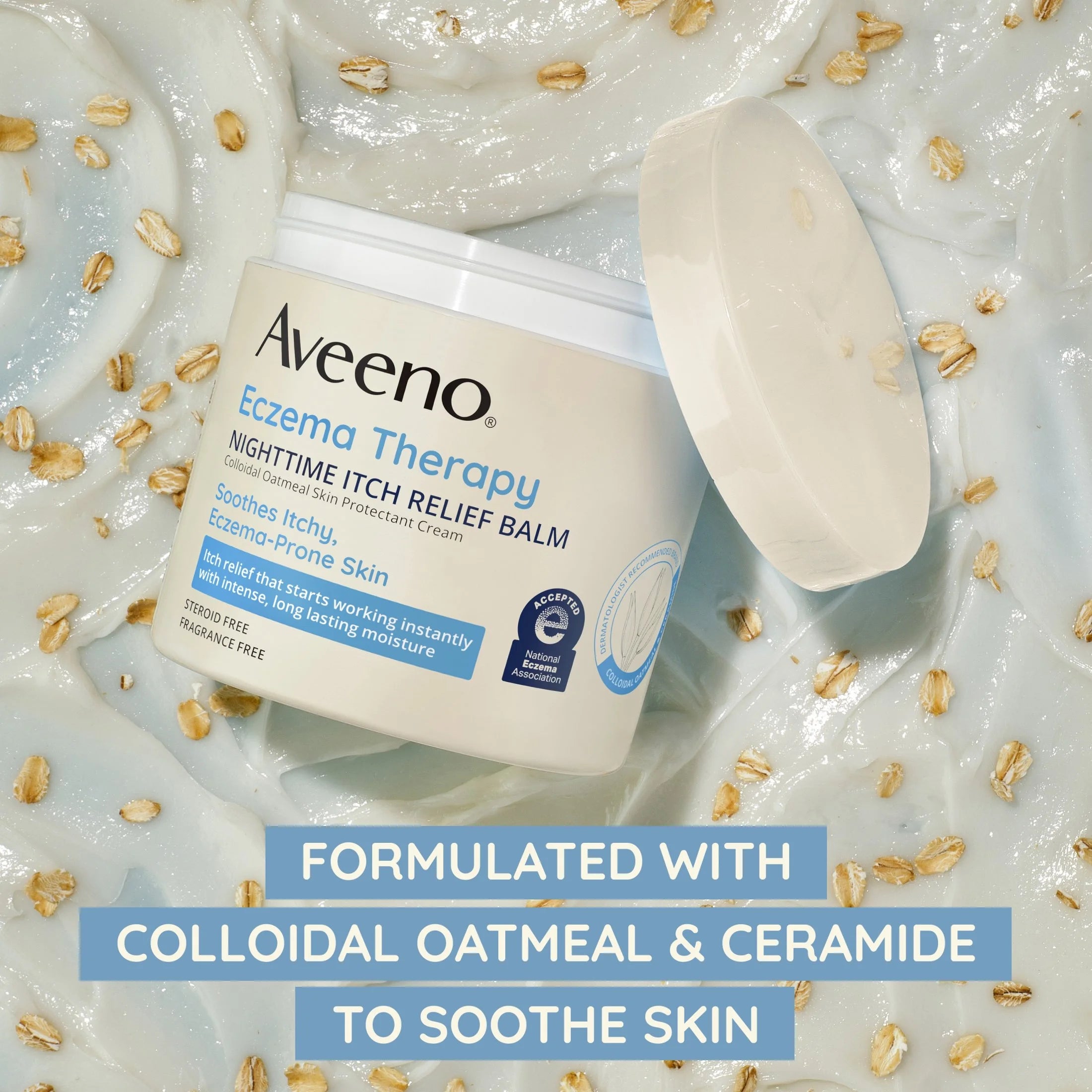 Aveeno Eczema Therapy Nighttime Itch Relief Balm, Fragrance-Free Eczema Cream, 11 Oz